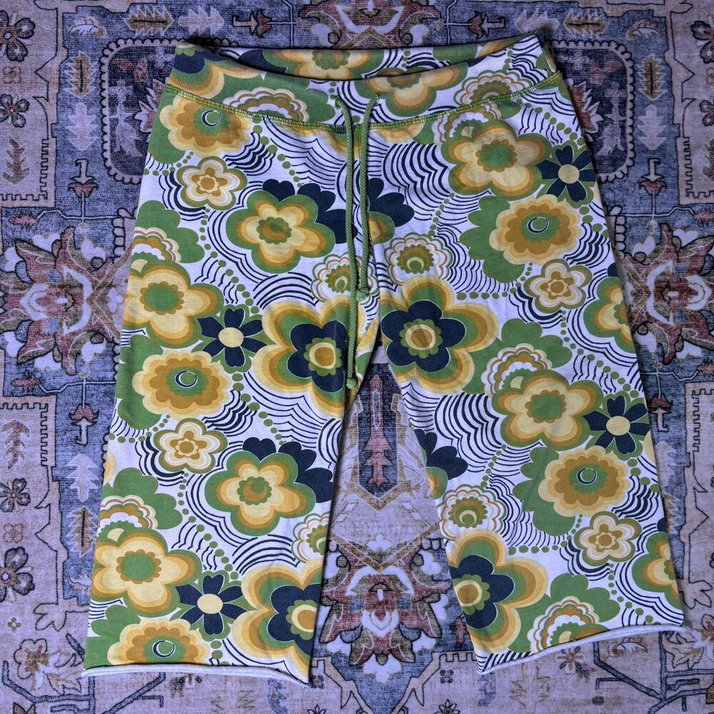 Y2K low rise lucky brand 70s inspired comfy lounge shorts green colorful small